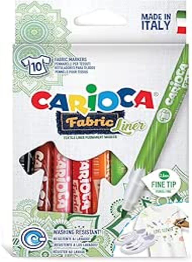 Carioca fabric liner textile t-shirt permanent marker, 10 colors